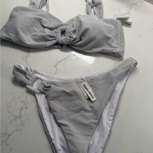 Dippin' Daisy's Silver Shimmer Knot Bikini Set